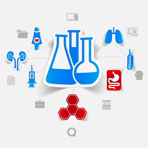 Medicine infographic with sticker vector set 08