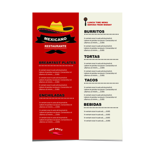 restaurant mexican menu creative 
