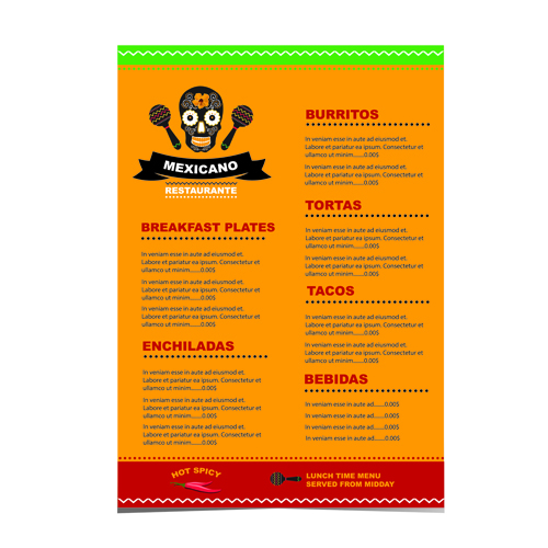 Mexican restaurant menu creative vector 03 Mexican restaurant menu creative vector 03