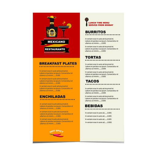Mexican restaurant menu creative vector 05 Mexican restaurant menu creative vector 05