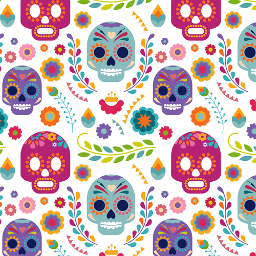 Pattern skull design seamless vector 02 Pattern skull design seamless vector 02