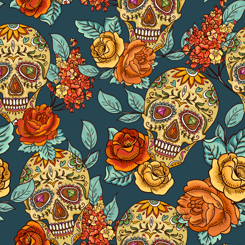 Pattern skull design seamless vector 03 Pattern skull design seamless vector 03