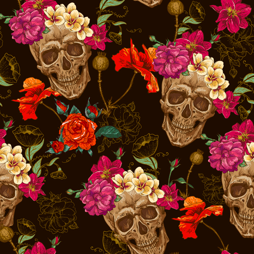Pattern skull design seamless vector 04 Pattern skull design seamless vector 04