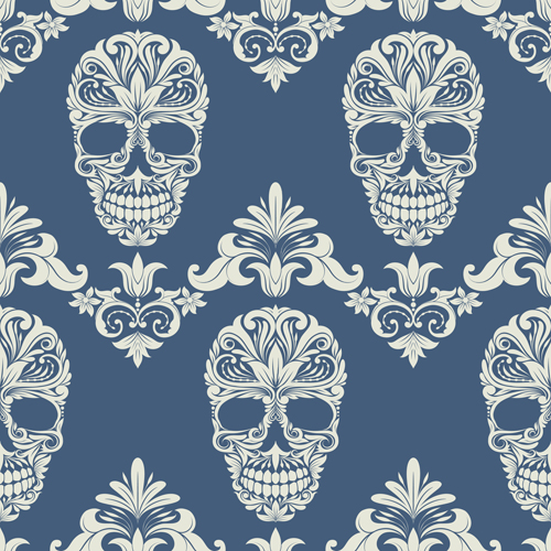 Pattern skull design seamless vector 05 Pattern skull design seamless vector 05