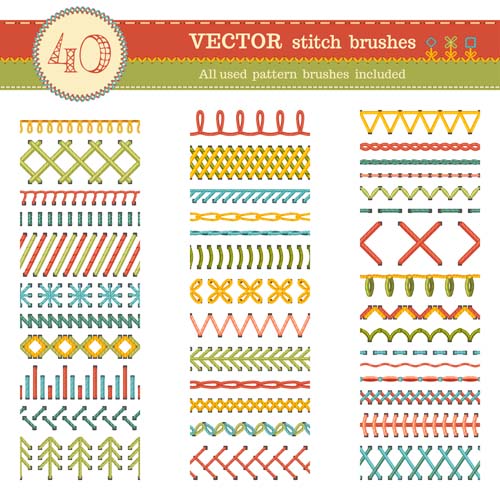Sewing colored border seamless vector 04 Sewing colored border seamless vector 04