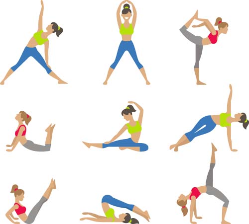 Yoga gril vector material set 04 Yoga gril vector material set 04