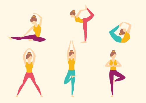 Yoga gril vector material set 06