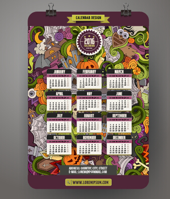 2016 Calendar with ornaments pattern vector 01 2016 Calendar with ornaments pattern vector 01