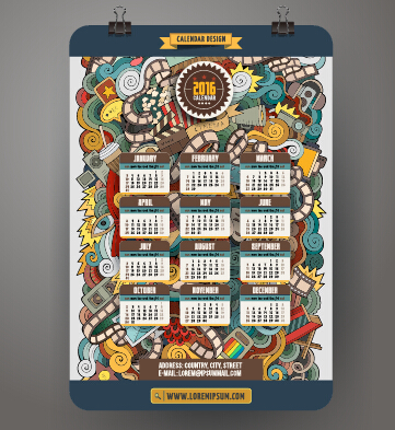 2016 Calendar with ornaments pattern vector 07 2016 Calendar with ornaments pattern vector 07