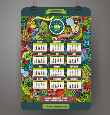 2016 Calendar with ornaments pattern vector 08 2016 Calendar with ornaments pattern vector 08
