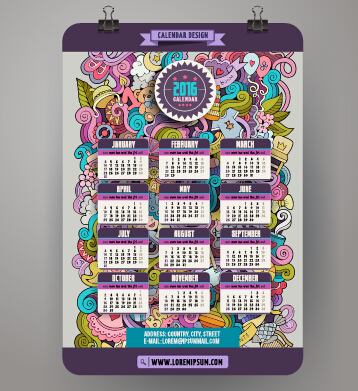 2016 Calendar with ornaments pattern vector 10 2016 Calendar with ornaments pattern vector 10
