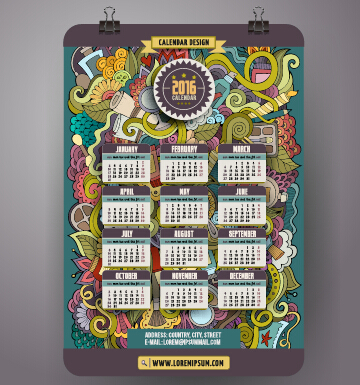 2016 Calendar with ornaments pattern vector 14 2016 Calendar with ornaments pattern vector 14