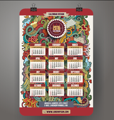 2016 Calendar with ornaments pattern vector 18 2016 Calendar with ornaments pattern vector 18