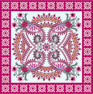 Bandanna floral ornaments with paisley pattern vector 01