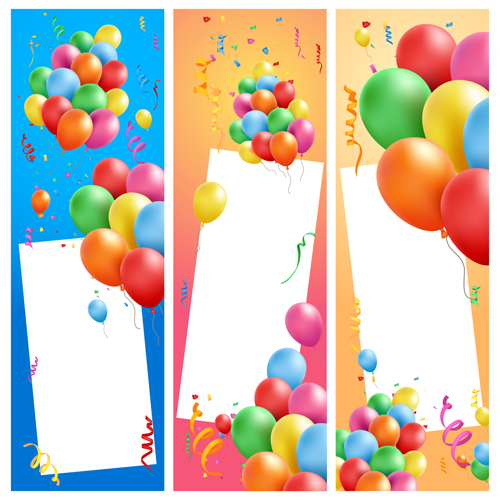 colored birthday banners balloons 
