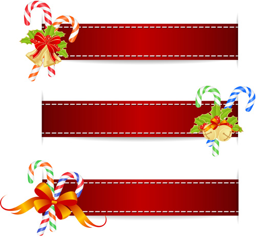 red christmas baubles banners 
