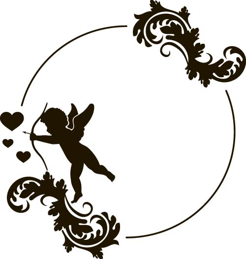 Cupid and valentine frame vector material 03