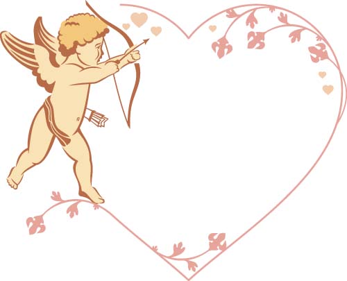 Cupid and valentine frame vector material 04 Cupid and valentine frame vector material 04