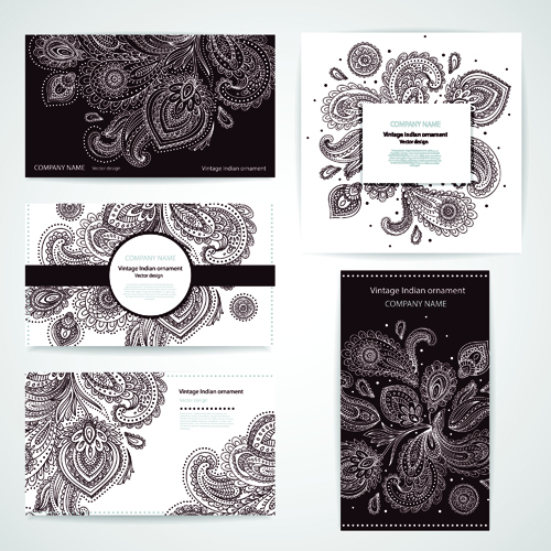 Floral ornaments pattern cards vector material 04