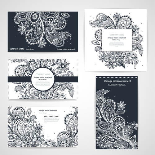 Floral ornaments pattern cards vector material 05 Floral ornaments pattern cards vector material 05