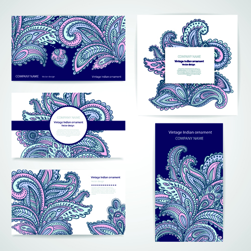 Floral ornaments pattern cards vector material 06 Floral ornaments pattern cards vector material 06