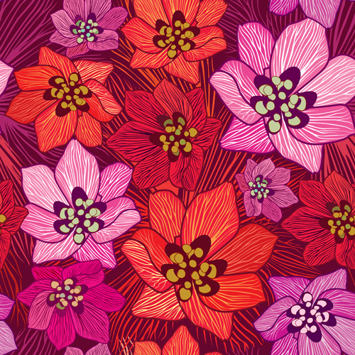 seamless pattern hand floral drawing 