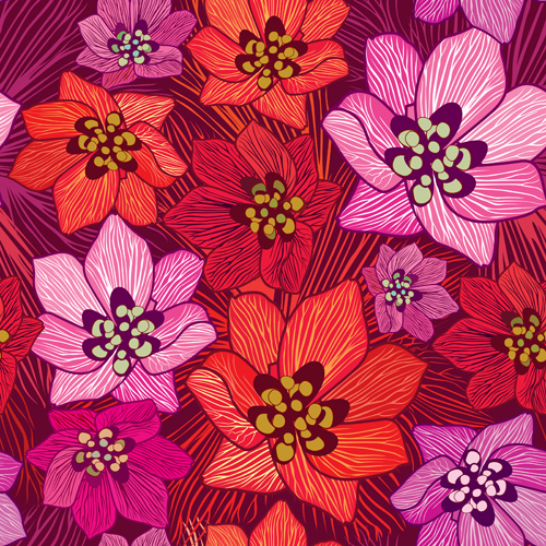 Floral seamless pattern hand drawing vector 01