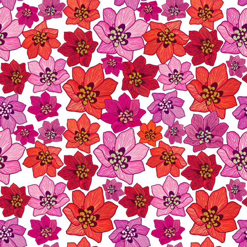 Floral seamless pattern hand drawing vector 02 Floral seamless pattern hand drawing vector 02