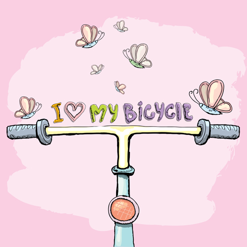 love hand drawn design bicycle 