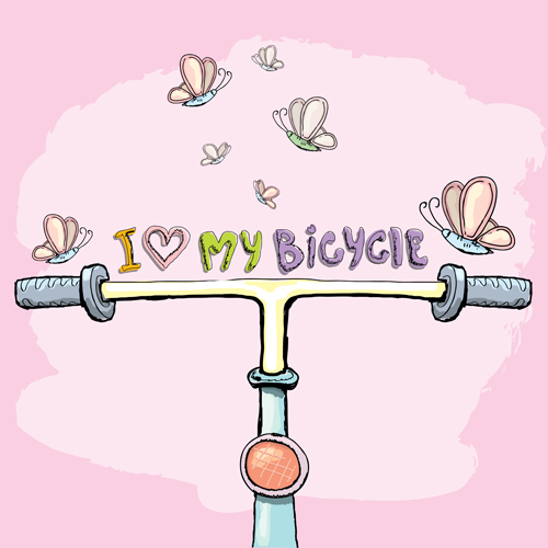 Hand drawn I love my bicycle design vector 04 Hand drawn I love my bicycle design vector 04
