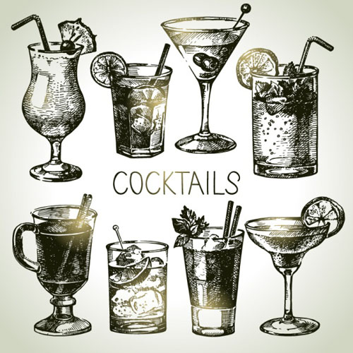 Hand drawn cocktail vector grphics Hand drawn cocktail vector grphics