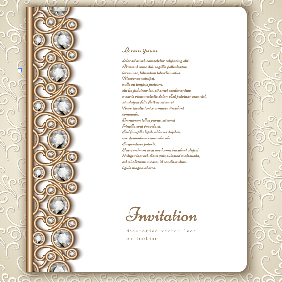 Jewelry decorative with invitation card vector 07 Jewelry decorative with invitation card vector 07