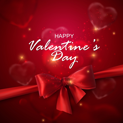 Red valentines day background with red bow vector 02 Red valentines day background with red bow vector 02