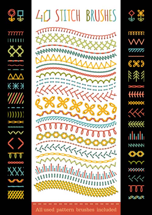 Sewing colored border seamless vector 01 Sewing colored border seamless vector 01