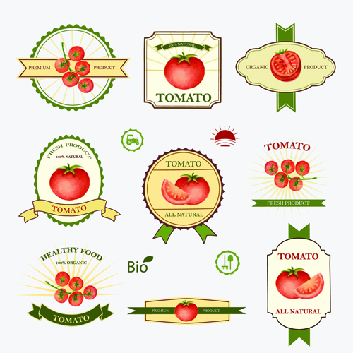 Tomato labels vintage vector material Tomato labels vintage vector material