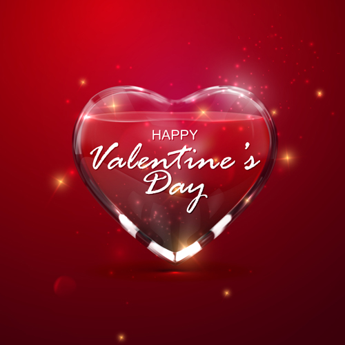 Transparent heart with Valentine background vector 03 Transparent heart with Valentine background vector 03