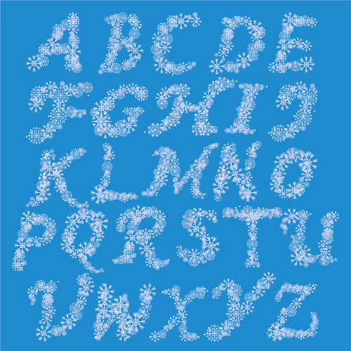 white snowflake alphabets 