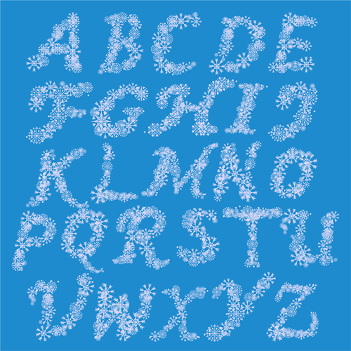 White snowflake alphabets vectors White snowflake alphabets vectors