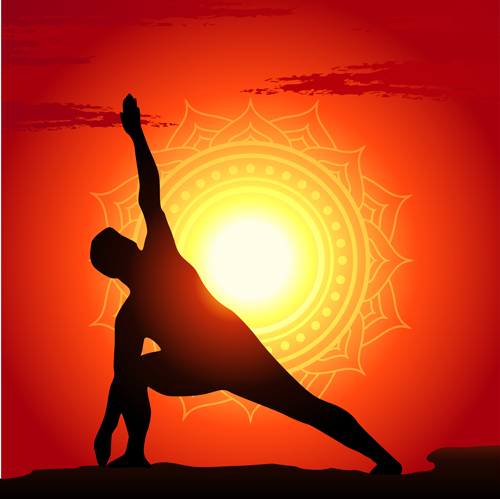 yoga sunset silhouetter background 