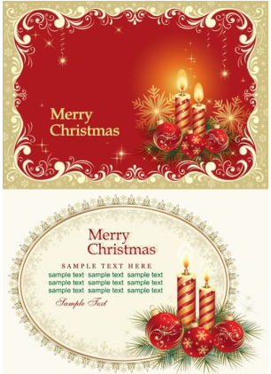 Candle christmas cards vector Candle christmas cards vector