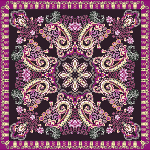 Bandanna floral ornaments with paisley pattern vector 05