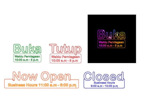 Business hours neon billboards vector Business hours neon billboards vector