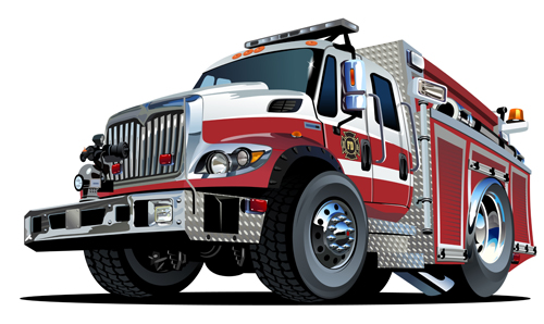 Cartoon fire truck vector material 04 Cartoon fire truck vector material 04