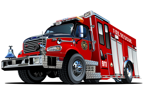 Cartoon fire truck vector material 05 Cartoon fire truck vector material 05