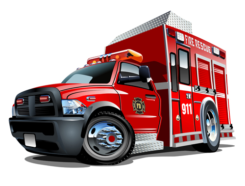 Cartoon fire truck vector material 06 Cartoon fire truck vector material 06