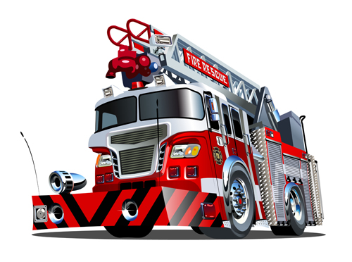 Cartoon fire truck vector material 07 Cartoon fire truck vector material 07