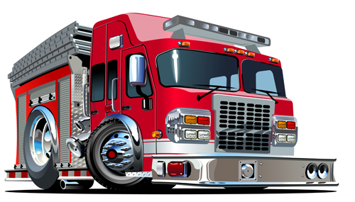 Cartoon fire truck vector material 08 Cartoon fire truck vector material 08