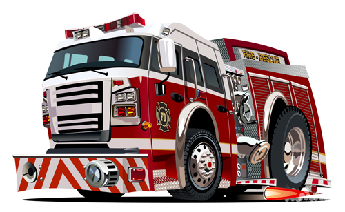 Cartoon fire truck vector material 11 Cartoon fire truck vector material 11