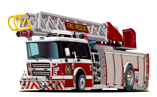 Cartoon fire truck vector material 12 Cartoon fire truck vector material 12