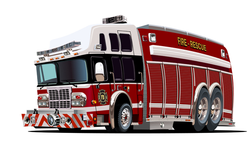 Cartoon fire truck vector material 13